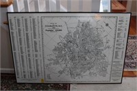 Ca 1942 Charlotte, NC Map framed 52"w