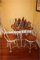 5pc Antique nicely refinished oak & metal Ice Crea