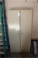 Metal Cabinet w/ contents; windchime, car cleaning