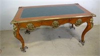 Gold-Tone Leather Top Desk
