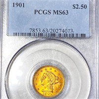 1901 $2.50 Gold Quarter Eagle PCGS - MS63
