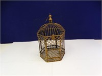 Faux Antique Bronze-Colored Bird Cage Decor