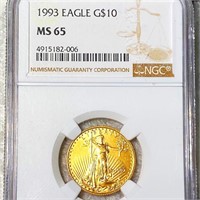 1993 $10 Gold Eagle NGC - MS65