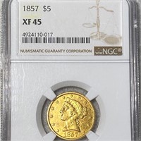 1857 $5 Gold Half Eagle NGC - XF45