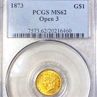 1873 Rare Gold Dollar PCGS - MS62 OPEN 3