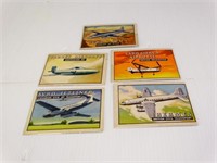 (5) Collectible Vintage Aircraft Cards c. 1950's