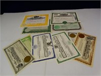 (10) Assorted Vintage Stock Certificates