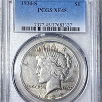 1934-S Silver Peace Dollar PCGS - XF45