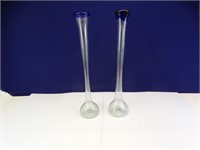 Clear & Blue Glass Flower Vases