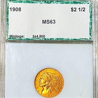 1908 $2.50 Gold Quarter Eagle PCI - MS63
