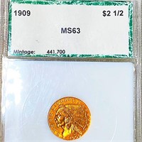 1909 $2.50 Gold Quarter Eagle PCI - MS63
