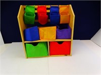 9" x 21" x 23" Canvas Cubes Wooden Storage Rack
