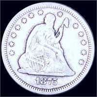 1875-S Seated Liberty Quarter NICELY CIRCULATED
