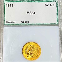 1913 $2.50 Gold Quarter Eagle PCI - MS64