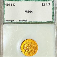 1914-D $2.50 Gold Quarter Eagle PCI - MS64