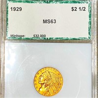 1929 $2.50 Gold Quarter Eagle PCI - MS63