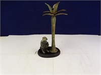 Monkey & Palm Tree Metal Decor Candle Holder