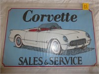 Corvette Sales & Service Tin Sign