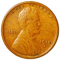 1912-S Lincoln Wheat Penny AU+