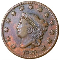 1829 Cornet Head Large Cent XF