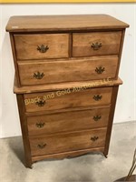 Five drawer walnut chest of drawers