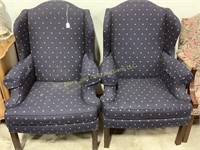 Pair: blue Rust & Martin wingback chairs