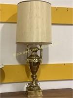 Super heavy brass table lamp w/ shade