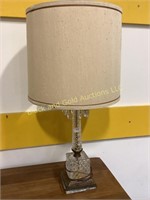 Glass table lamp with lusters