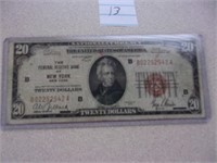 $20 1929 New York National Currency