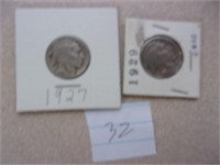 1927-1929  Buffalo nickles sells 2x the bid