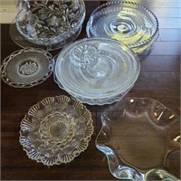Large Lot of Clear Platters, Trays, & Plates
