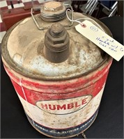 old vintage Humble Oil 5 gal advertising gas can