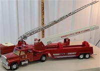 2 fire trucks - 1989 hook and ladder & 1950s
