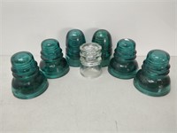 Collection of 7 Glass Insulators