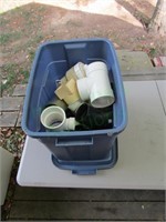 Plastic 18 gal Tote w/ Lid and PVC fittings