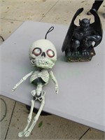 Halloween Gargoyle and Rubber Skeleton