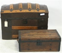 LOT OF TWO WOODEN TRUNKS