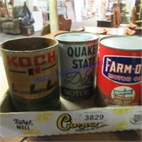 Motor oil quart cans--Koch(empty), Quaker State,