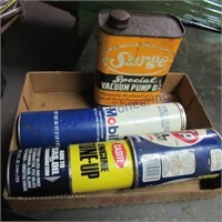 Surge, STP, Casite tins, Mobil grease tube