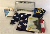 American Flags, Military Hats, etc