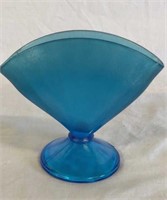 Fenton Celeste Blue Stretch Glass Fan Vase