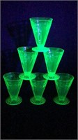 6 Green Uranium Glass "Princess" Stems