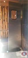 Swing doors stainless finish with window. One