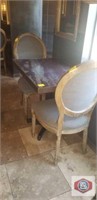 Table and 2 chairs. Marble like design tabletop