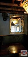 Framed mirror black and gold, 47x36" approx.