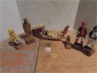 assortment of wooden carvings