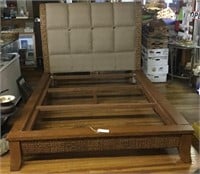 Mid-century Style Bed w/ Upholstered Headboard