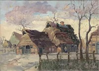 Oil Painting of German Cottages.