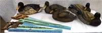 Two Hand Painted Saws & (5) Resin Duck Decoys