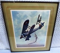 Fighting Airplanes Framed 1967 Lithograph